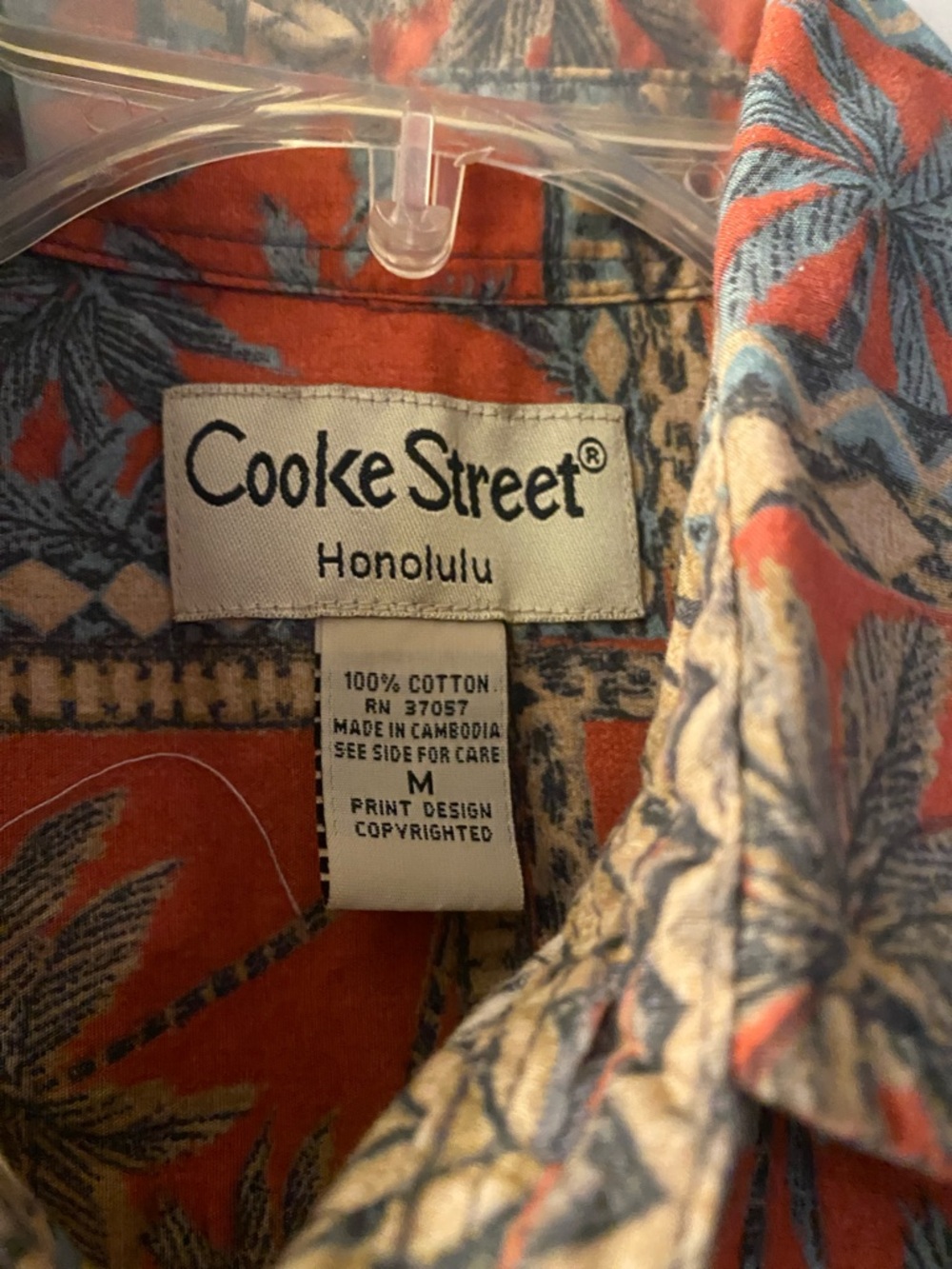 Cooke Street Orange Palm-Print Short-Sleeve Button-Down Shirt - Picture 2 of 3
